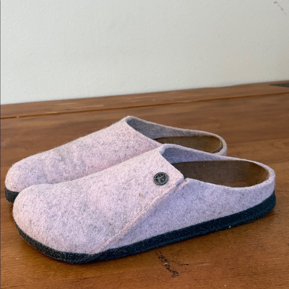 Birkenstock Zermatt Shearling Light Pink Wool Felt Clogs Size 41 - Picture 4 of 16